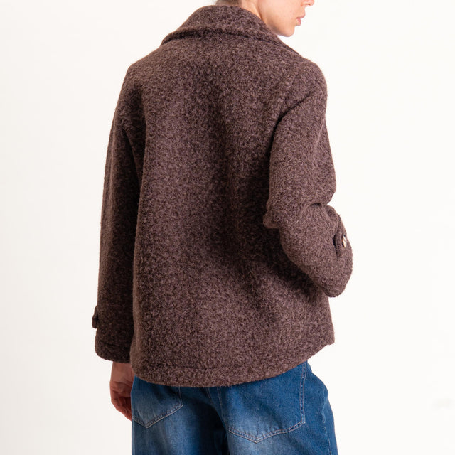 Motel-Giacca doppiopetto lana cotta neoprene - moro