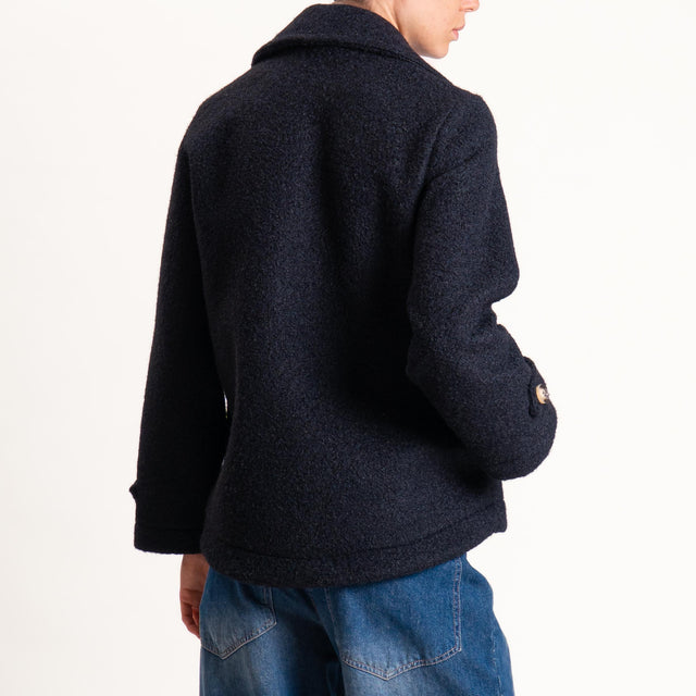 Motel-Giacca doppiopetto lana cotta neoprene - nero