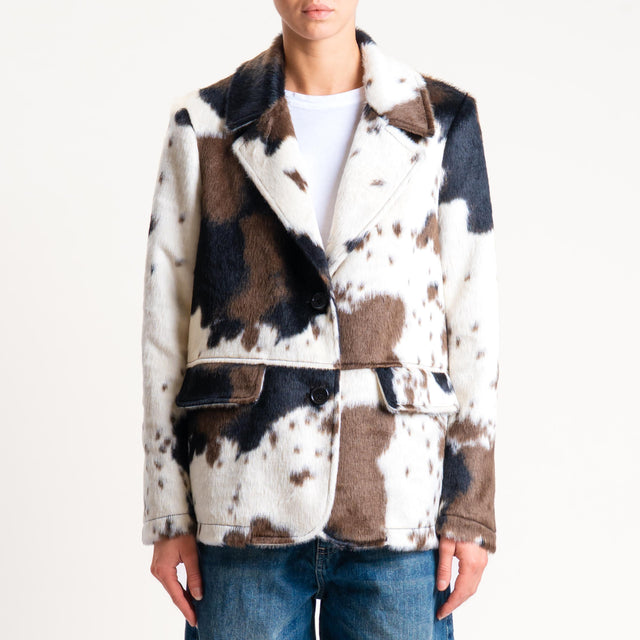 Motel- Giacca in cavallino cow print - latte/nero/moro