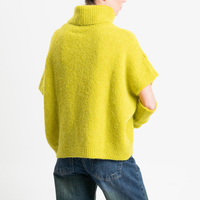 Motel-Maglia smanicata mohair con manicotti - lime