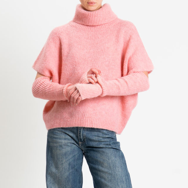 Motel-Maglia smanicata mohair con manicotti - rosa