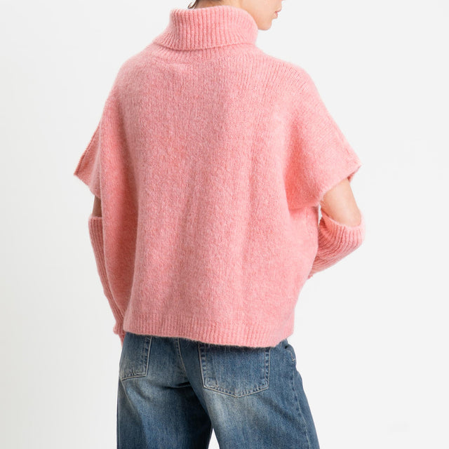 Motel-Maglia smanicata mohair con manicotti - rosa