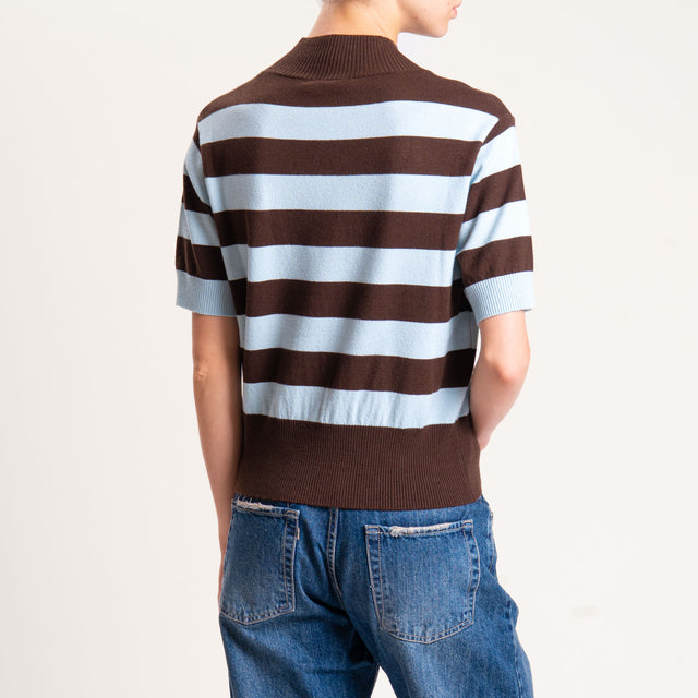 Motel-Maglia righe collo montato - moro/azzurro