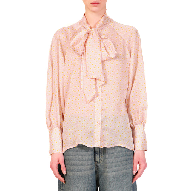 Motel-Camicia fantasia fiori manica ampia - rosa