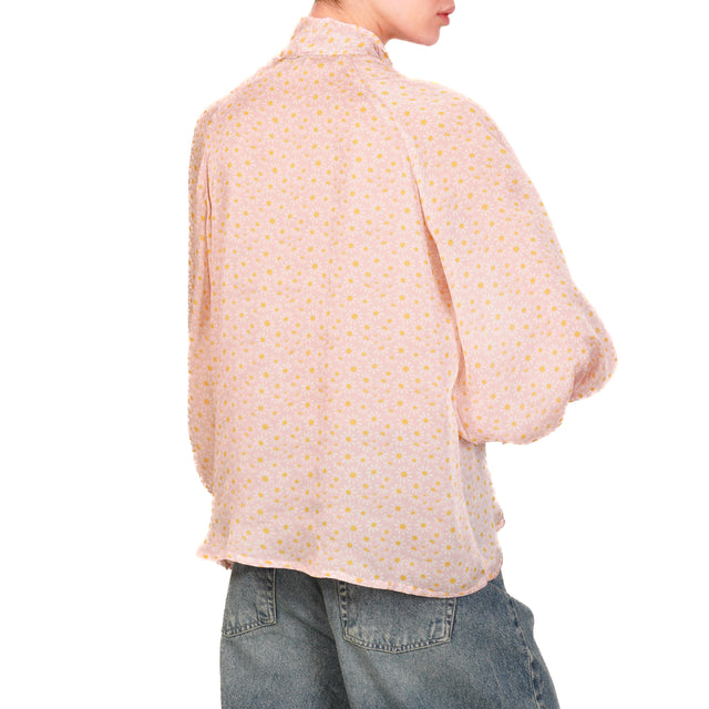 Motel-Camicia fantasia fiori manica ampia - rosa