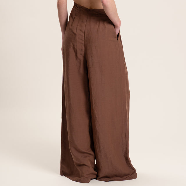 Motel-Completo camicia e pantalone misto lino - moro