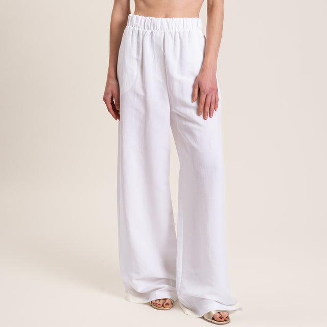 Motel-Completo gilet e pantalone misto lino - bianco