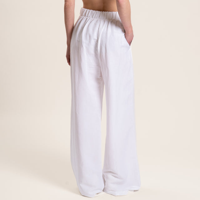 Motel-Completo gilet e pantalone misto lino - bianco