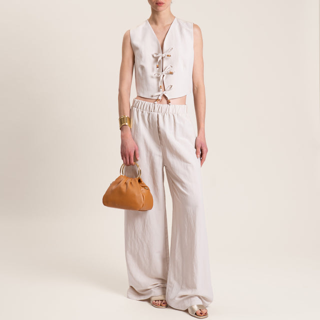 Motel-Completo gilet e pantalone misto lino - gesso