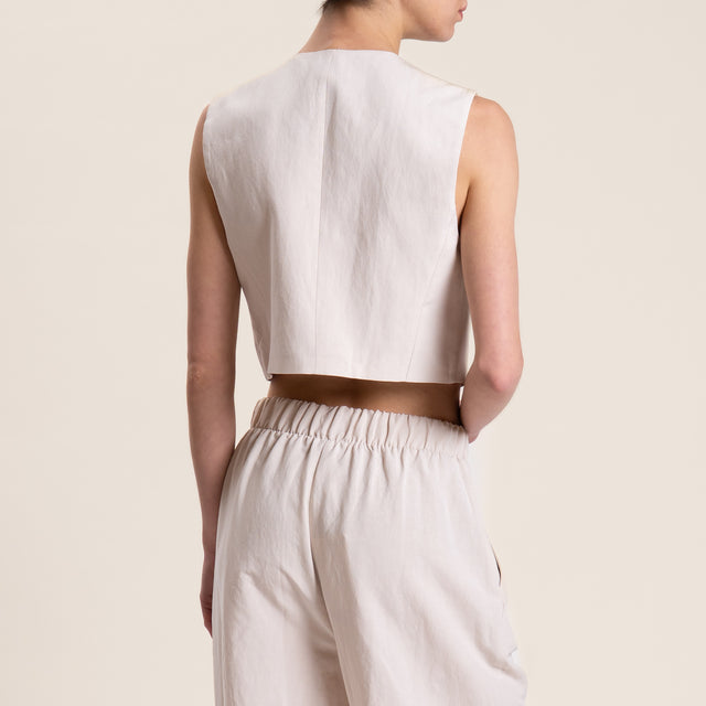 Motel-Completo gilet e pantalone misto lino - gesso