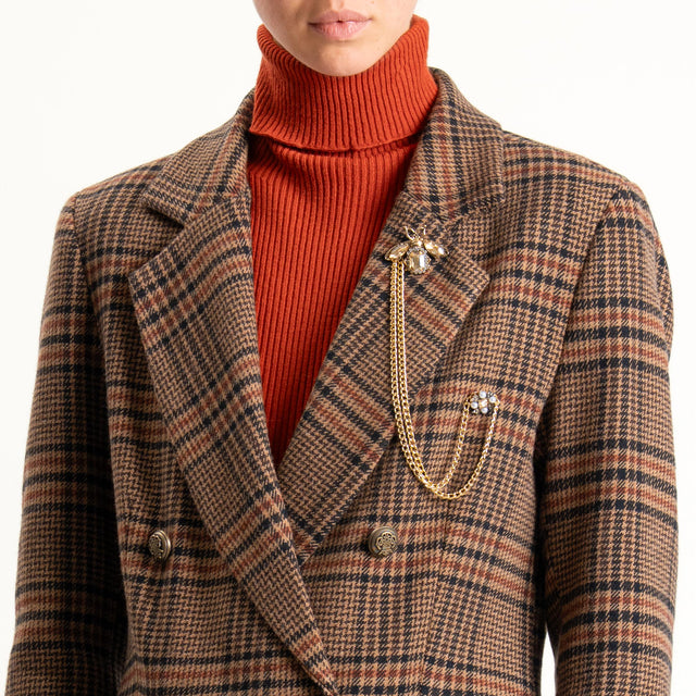 Motel-Giacca principe di galles misto lana - camel/nero/coccio