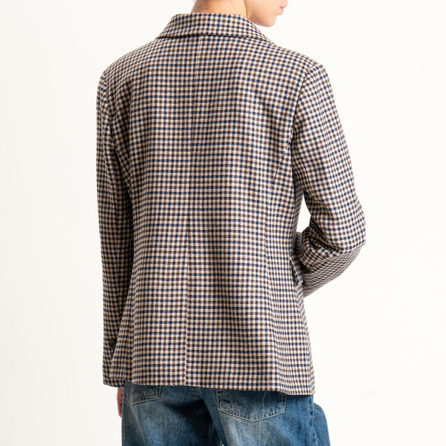 Motel-Giacca pied de poule con spille - blu/moro/sand