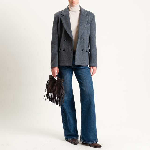 Motel-Giacca doppiopetto velour - grigio