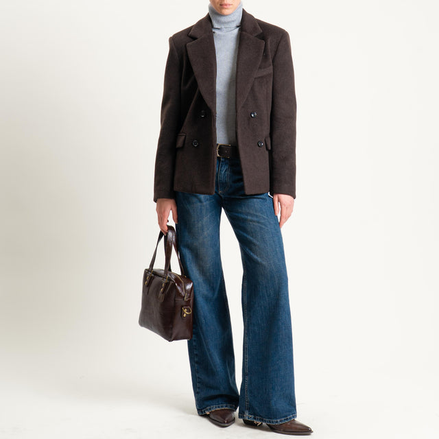 Motel-Giacca doppiopetto velour - moro