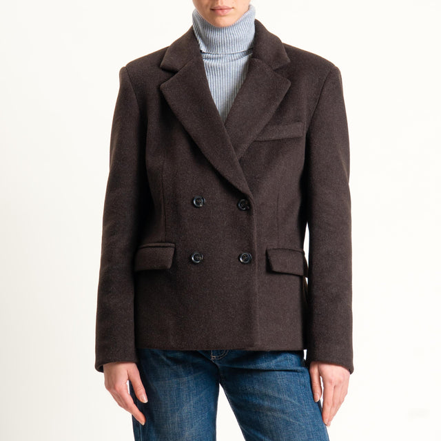 Motel-Giacca doppiopetto velour - moro