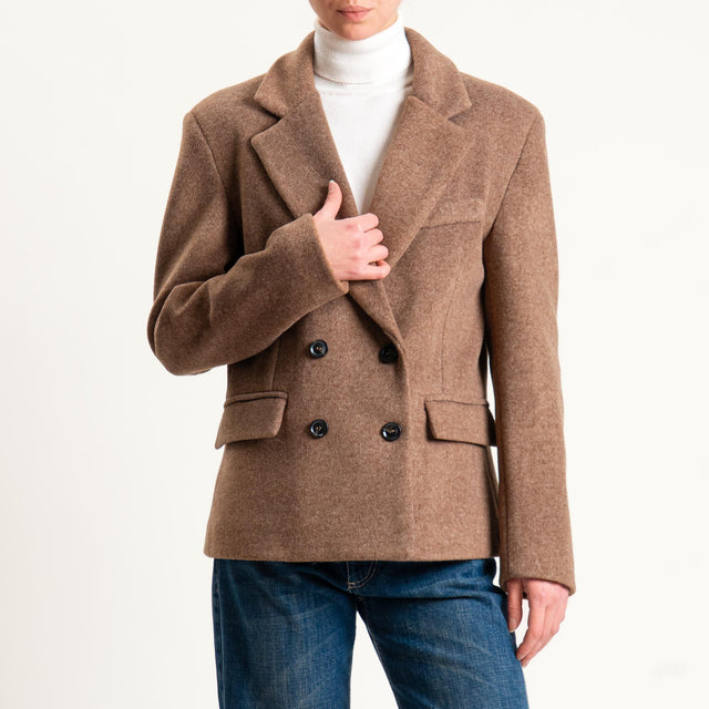 Motel-Giacca doppiopetto velour - tabacco