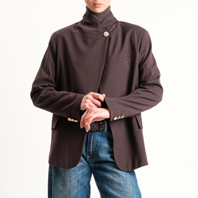 Motel-Giacca collo coreana spacco dietro - moro