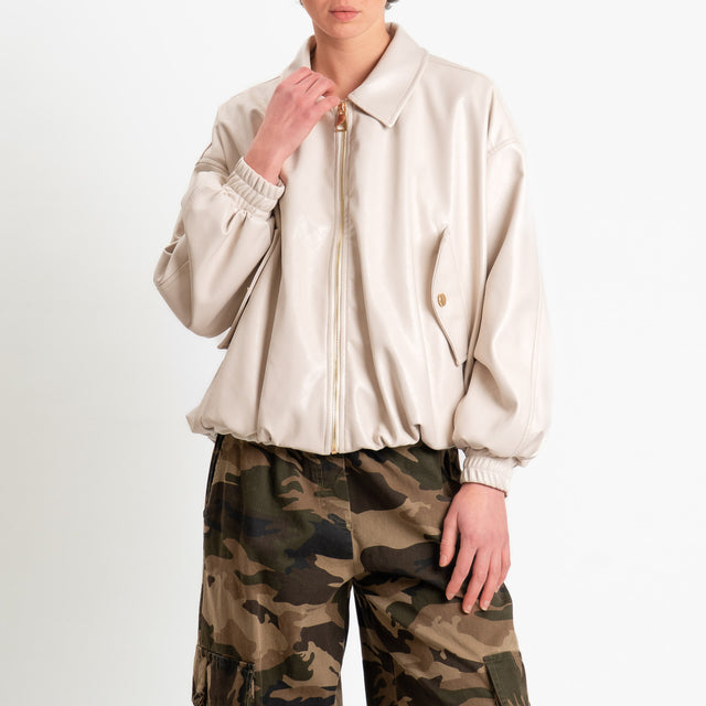 Motel-Bomber similpelle texture intrecciata - panna