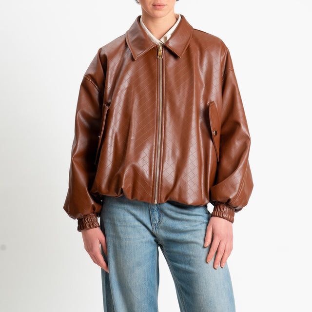 Motel-Bomber similpelle texture intrecciata - tabacco
