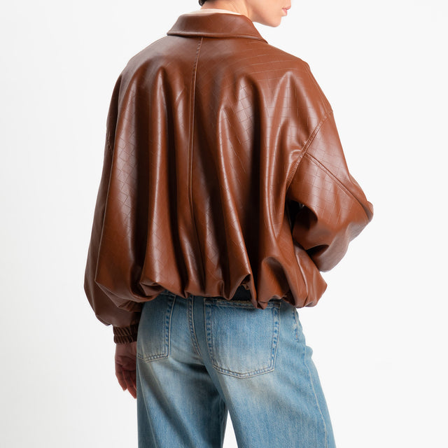 Motel-Bomber similpelle texture intrecciata - tabacco