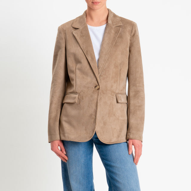 Motel-Giacca effetto suede un bottone - beige