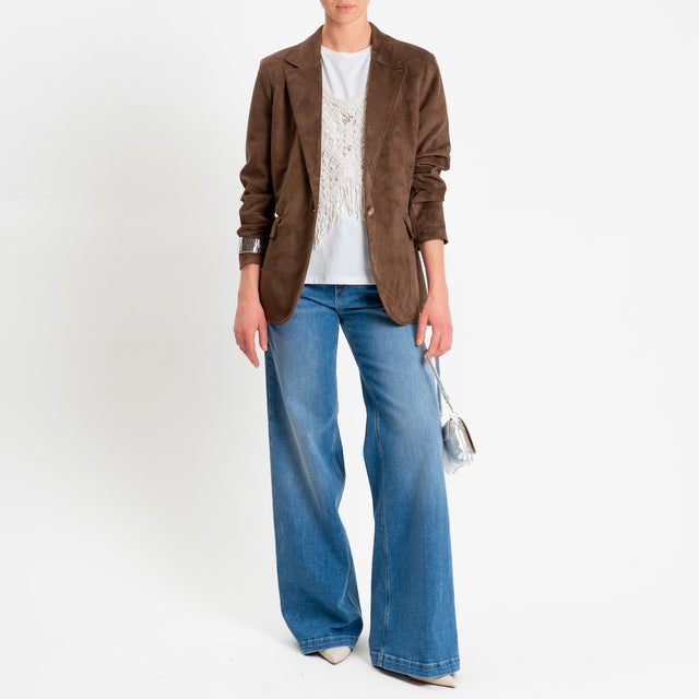 Motel-Giacca effetto suede un bottone - moro