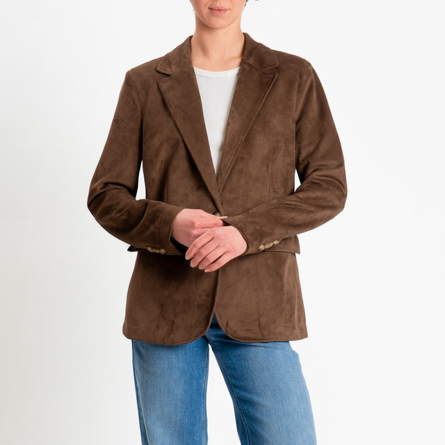 Motel-Giacca effetto suede un bottone - moro