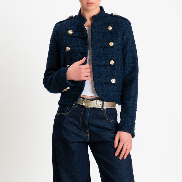 Motel-Giacca bouclé napoleon - blu