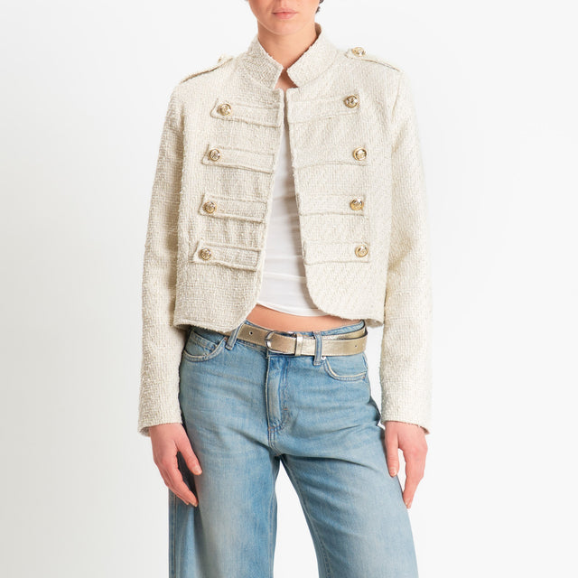 Motel-Giacca bouclé napoleon - panna