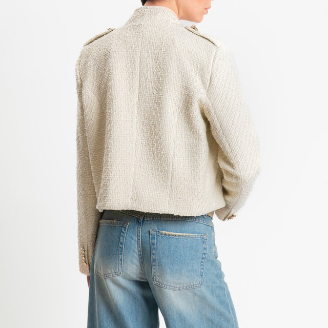 Motel-Giacca bouclé napoleon - panna