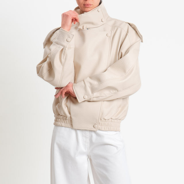 Motel-Bomber similpelle chiusura asimmetrica - panna