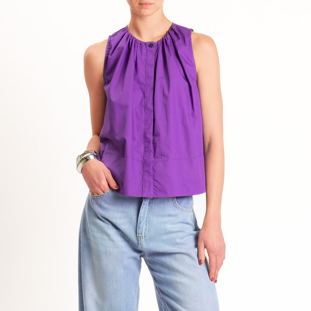 Motel-Camicia popline smanicata - viola