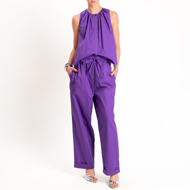 Motel-Camicia popline smanicata - viola