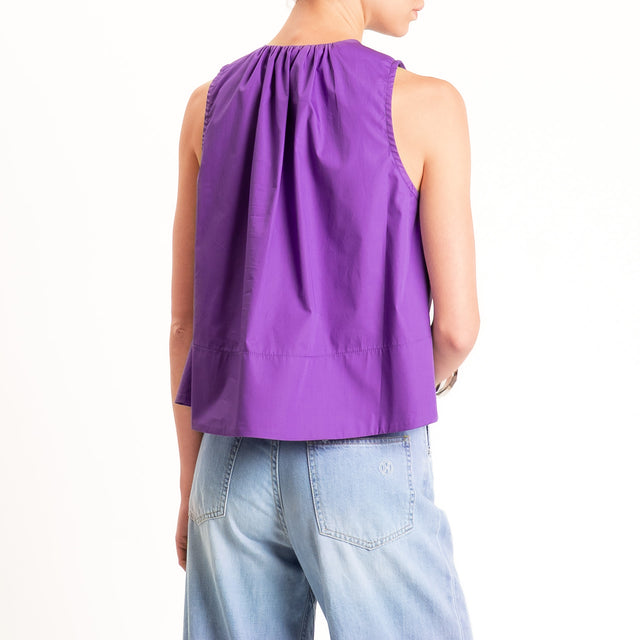 Motel-Camicia popline smanicata - viola