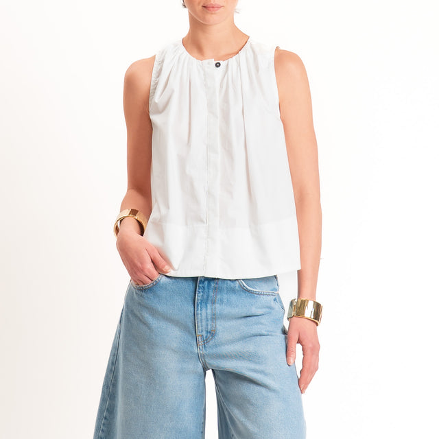Motel-Camicia popeline smanicata - bianco