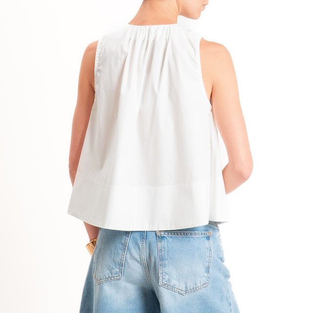 Motel-Camicia popeline smanicata - bianco