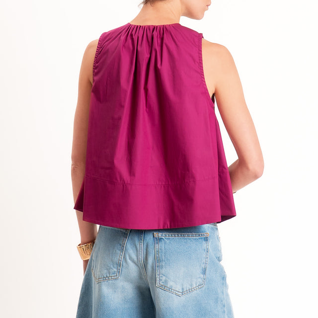Motel-Camicia popeline smanicata - magenta