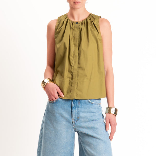 Motel-Camicia popeline smanicata - olio