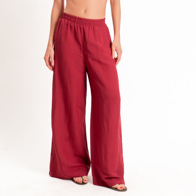Motel-Completo top a fascia+pantalone misto lino - rosso