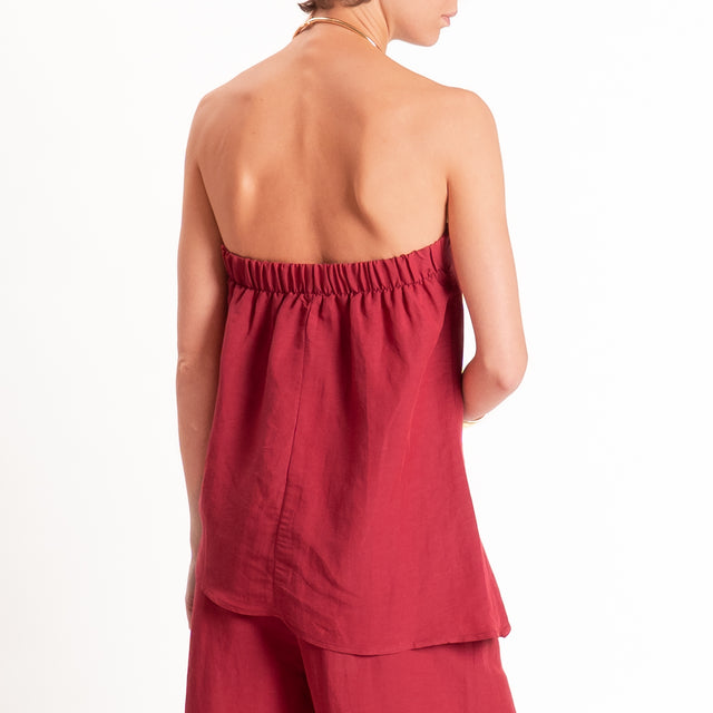 Motel-Completo top a fascia+pantalone misto lino - rosso