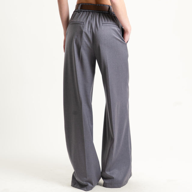 Motel-Pantalone elastico dietro con cintura - antracite