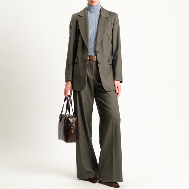 Motel-Pantalone elastico dietro con cintura - militare