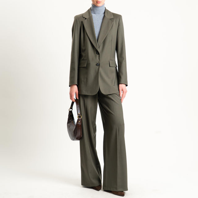 Motel-Pantalone elastico dietro con cintura - militare