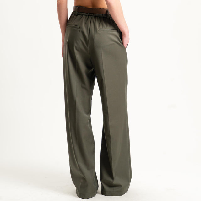Motel-Pantalone elastico dietro con cintura - militare