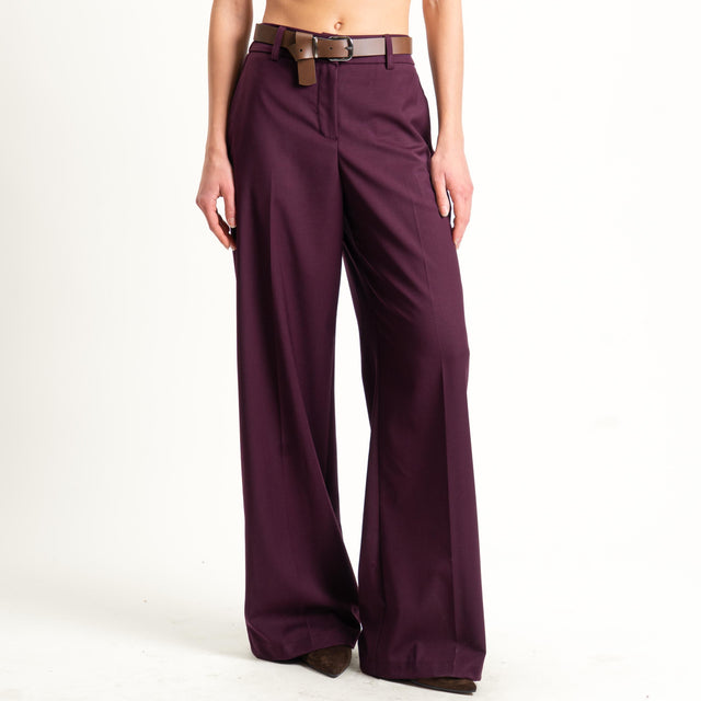 Motel-Pantalone elastico dietro con cintura - Bordeaux