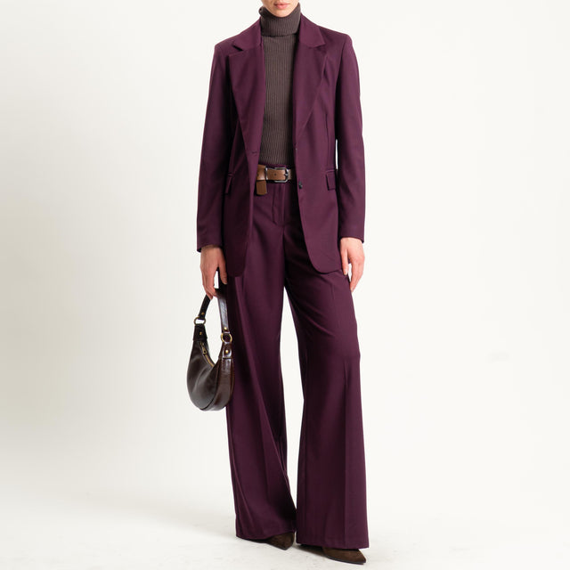 Motel-Pantalone elastico dietro con cintura - Bordeaux