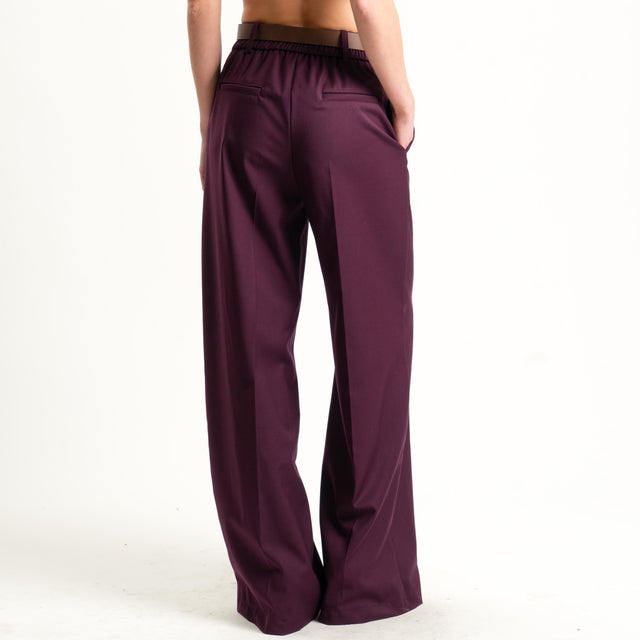 Motel-Pantalone elastico dietro con cintura - Bordeaux