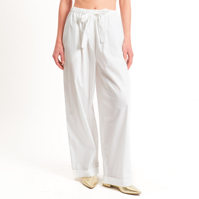 Motel-Pantalone popeline con coulisse - bianco