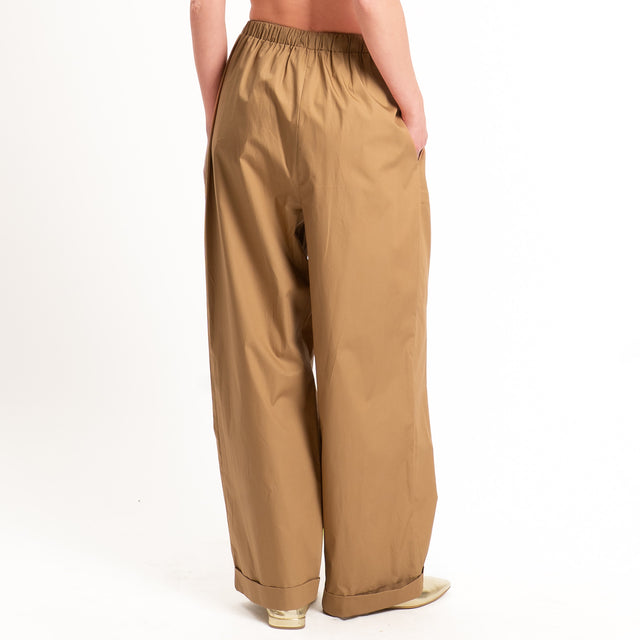 Motel-Pantalone popeline con coulisse - cognac