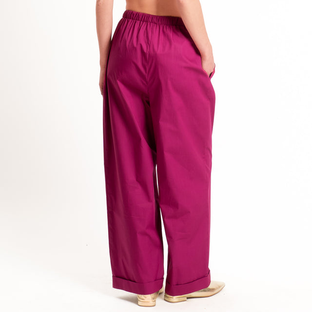 Motel-Pantalone popeline con coulisse - magenta
